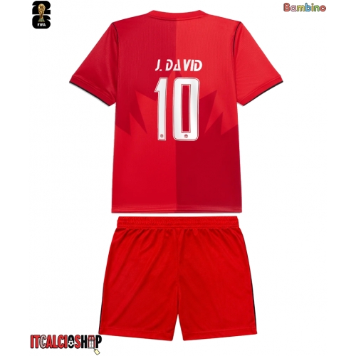 Canada Jonathan David #10 Prima Maglia Bambino Mondiali 2026 Manica Corta (+ Pantaloni corti)